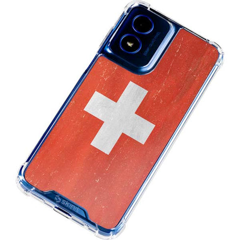 Switzerland Flag Distressed Moto G Play 4G (2024) Clear Case